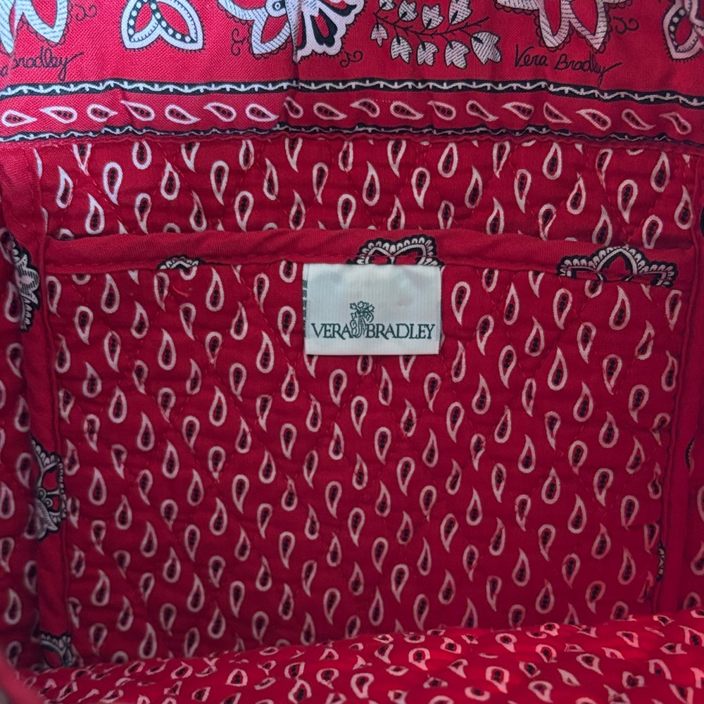 Vera Bradley retired "Red Bandana" Red Floral Miller Tote Bag - Picture 2 of 6
